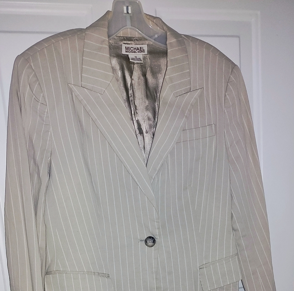 Michael Kors Beige Pinstripe Women's Blazer Size 12